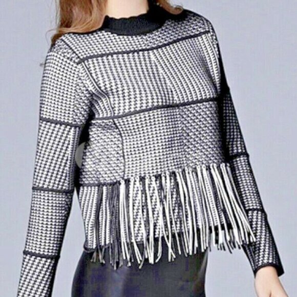 Endless Rose Tops - REVOLVE Endless Rose Houndstooth Fringe Sweater